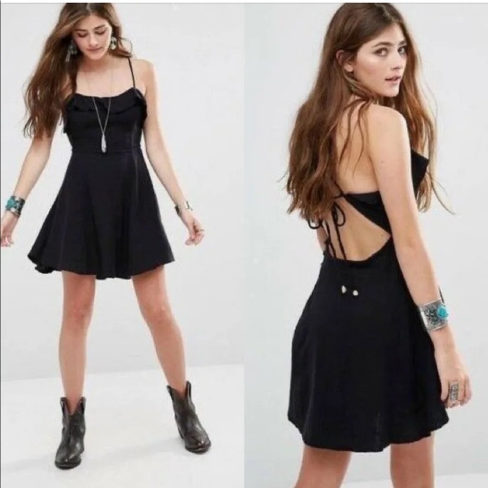 Free People More Than A Mini dress 100% cotton gauze tie back shell ties Medium